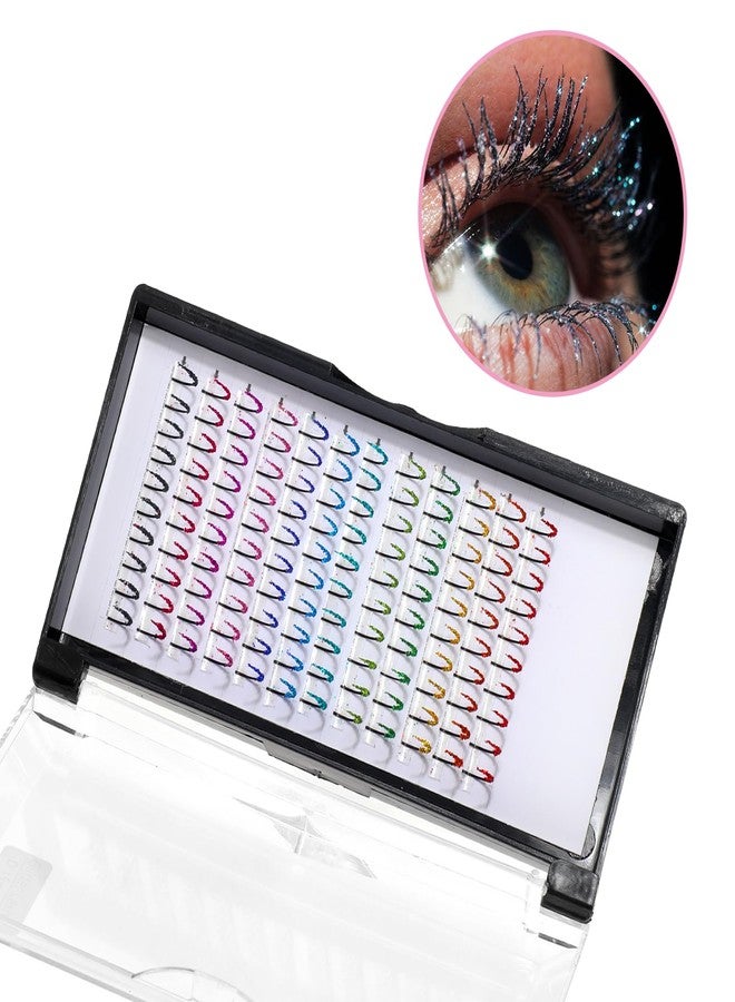 COMNICO Glitter Lash Extensions, 120 Pcs 12 Colored Wide Individual Lashes Cluster DIY Eyelash Extensions Single Eye Lash Professional Supplies for Personal Makeup - Image 4